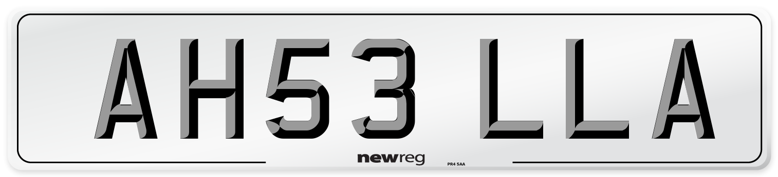 AH53 LLA Number Plate from New Reg